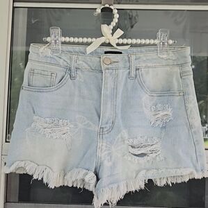 Butterfly Graphic Material Girl Size 9 Light Blue Distressed  Denim Jean Shorts